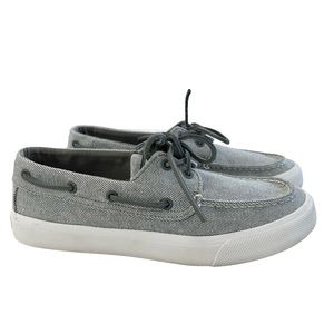 Sperry Bahama II 2-Eye Twill Grey Slip-On Boat Shoes Size 8